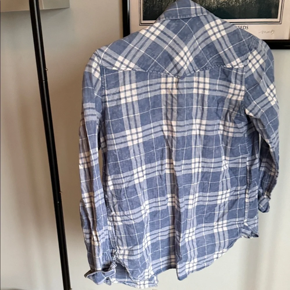 American Eagle Outfitters Blue and White Plaid Shirt - Vintage Boyfriend - Picture 3 of 3